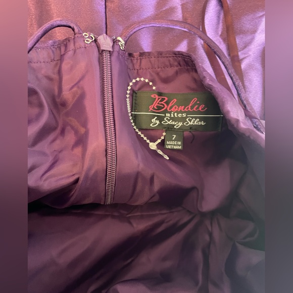 Blondie Nites Women's Short Fit Flare Cocktail Dress Purple Size 7 - Picture 4 of 4